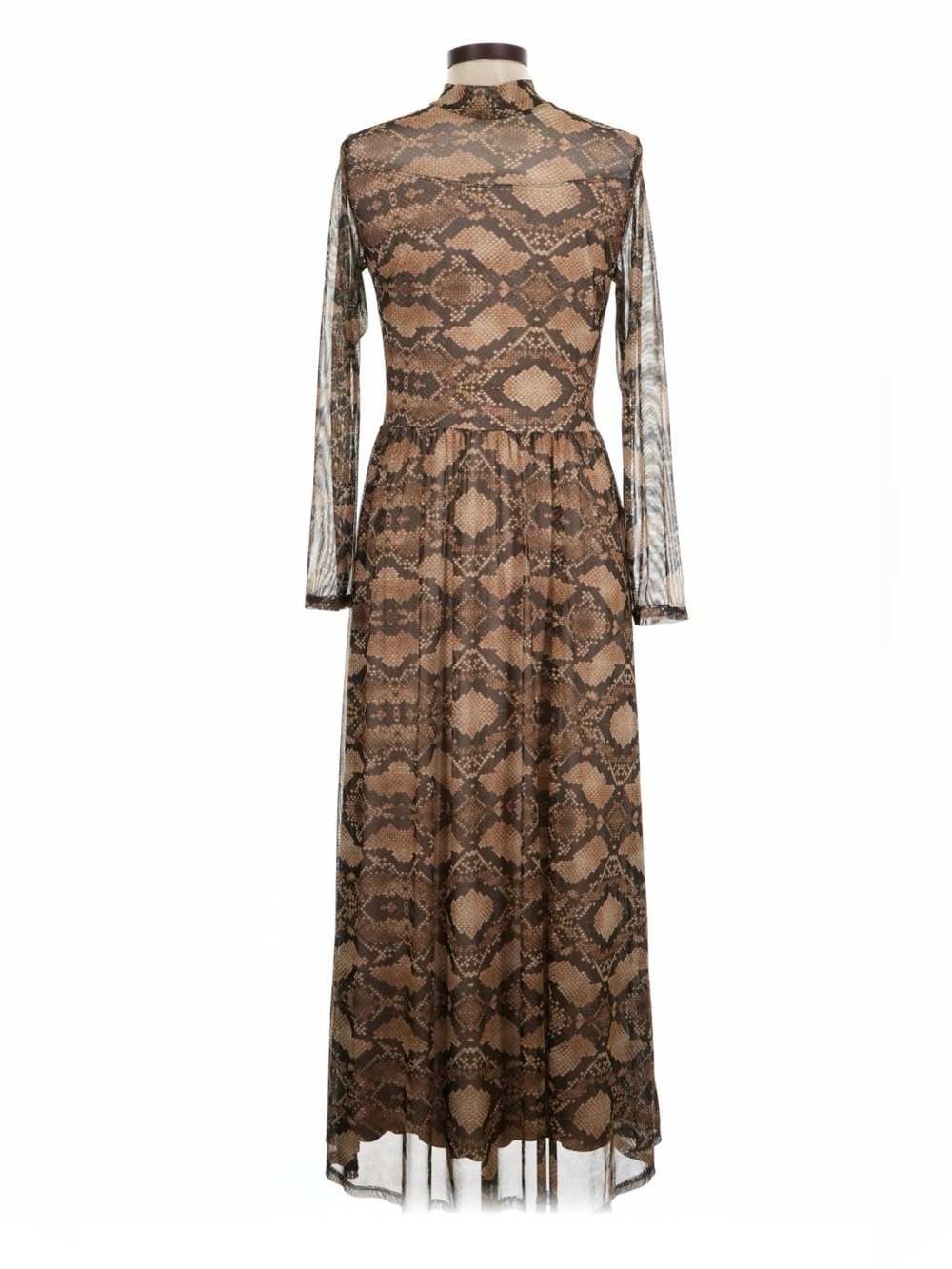 Elegant Brown Snake Print Maxi Dress